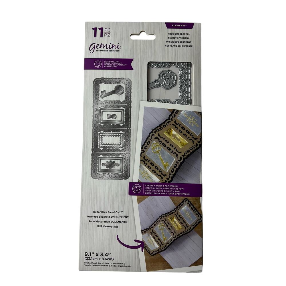 GEMINI Decorative Panel Die Precious Secrets 11pc Cardmaking Craft Metal NEW